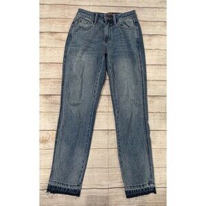 Judy Blue Women's Mid Rise Rigid Magic Release Hem Boyfriend Jeans Size 0/24